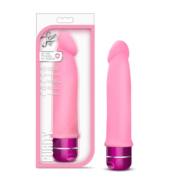 Luxe Purity Silicone Vibrating Dildo – Pink