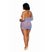 Dreamgirl Seamless Asymmetrical Chemise with Lace Pattern and Knitted Crisscross Details Lavender product image