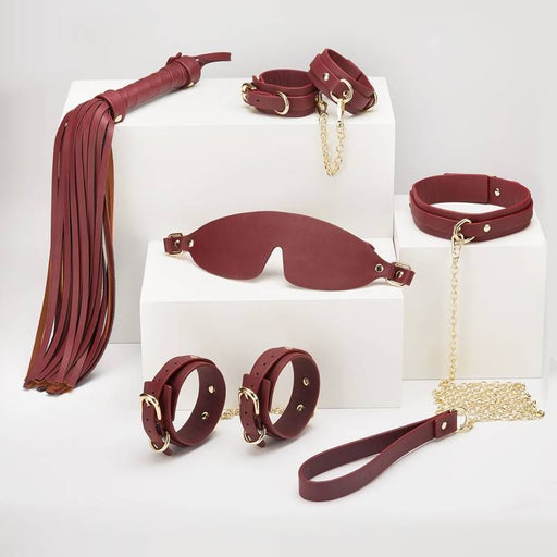 8 Pc Deluxe Bondage Play Kit Burgundy Gold product image