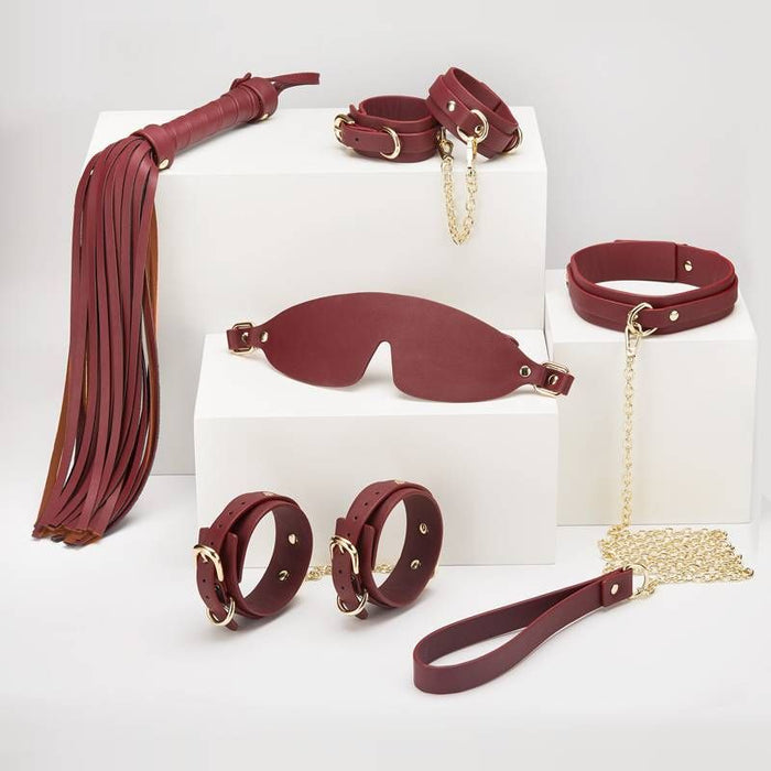 8 Pc Deluxe Bondage Play Kit Burgundy Gold product image