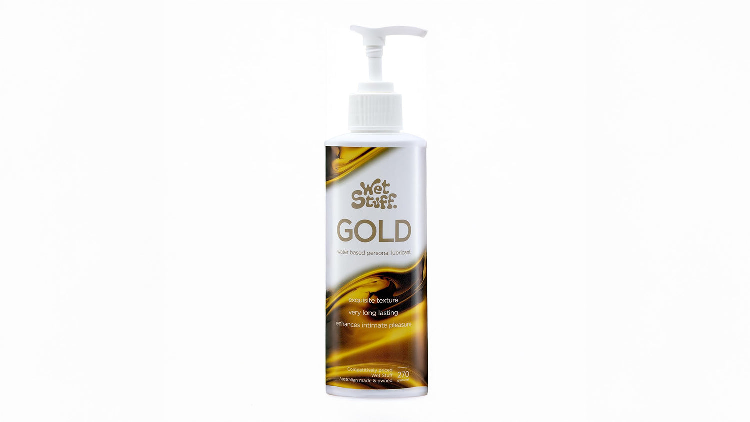 Wet Stuff Gold water-based personal lubricant 270g pump bottle for smooth, long-lasting intimacy