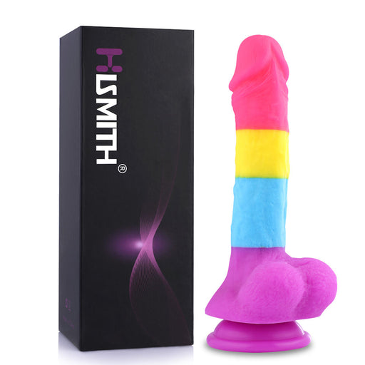 HiSmith 8.2" Rainbow Silicone Dildo product image - Love Secrets